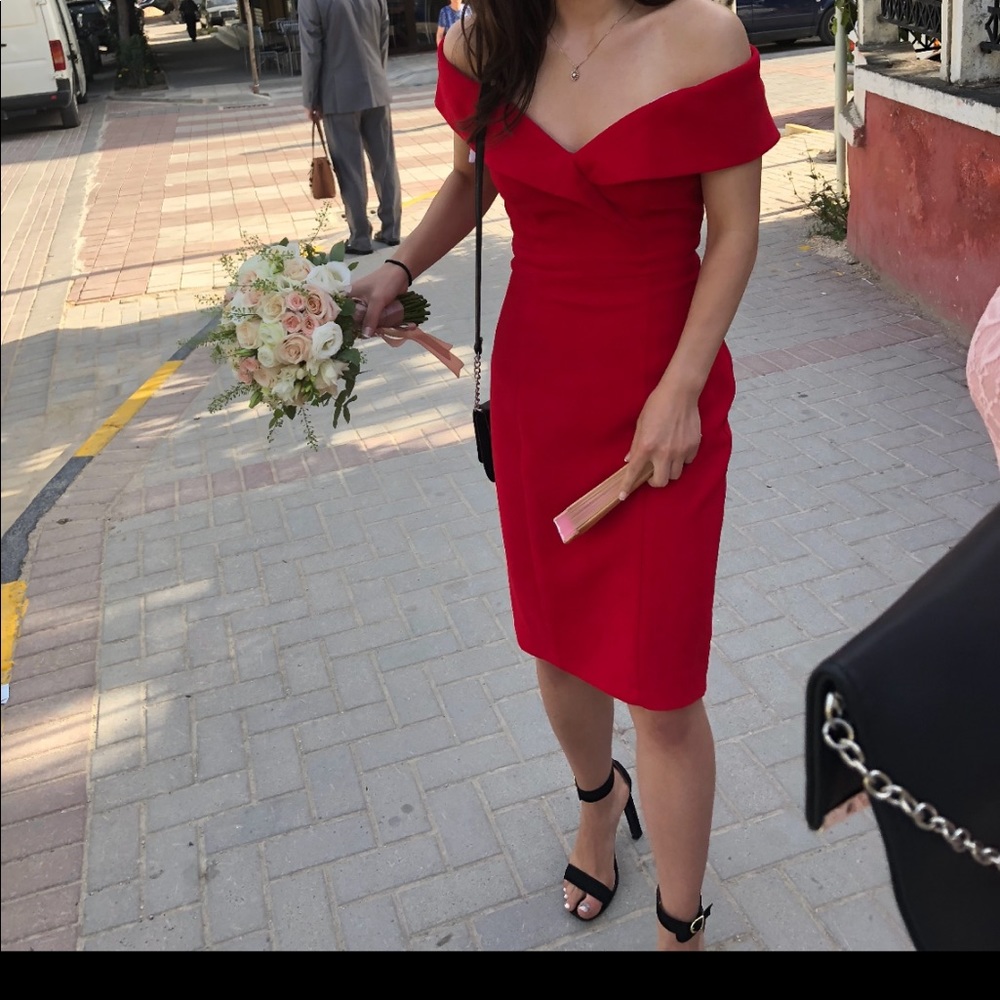 Elegant, off the shoulder, red dress